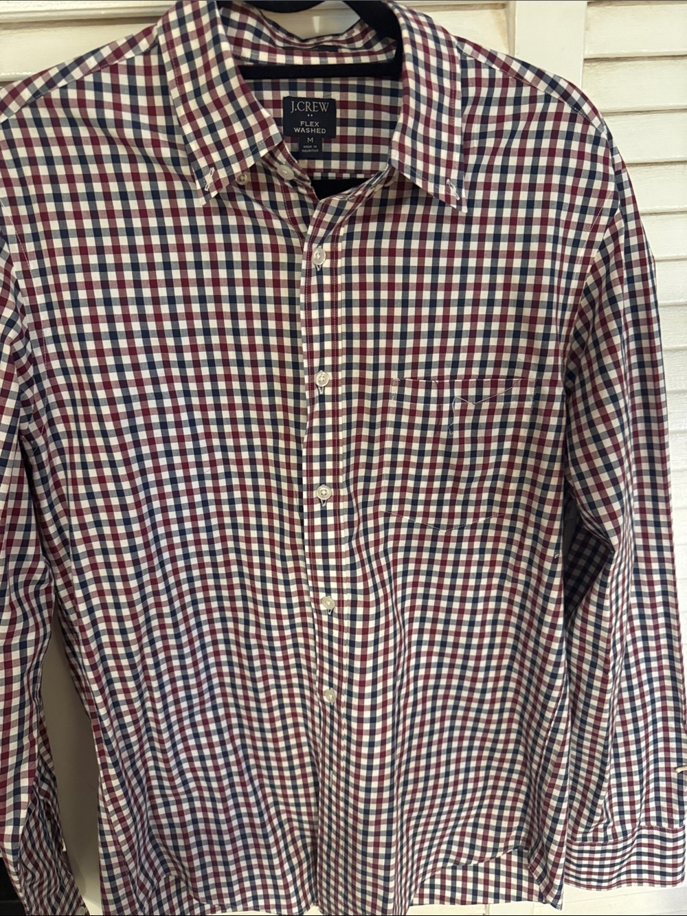 J. Crew Men's Burgundy & Navy Checked Button-Down Shirt